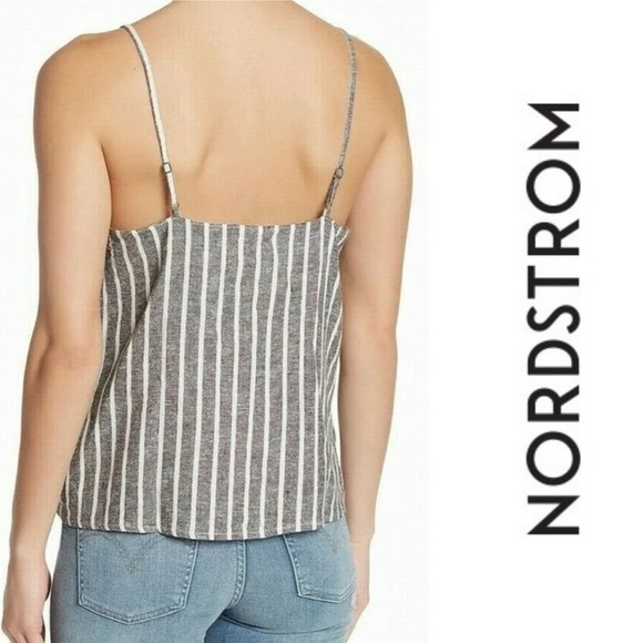 Abound Striped Linen Button Front‎ Camisole Tank, Size XXS, MSRP $30 - Picture 2 of 7